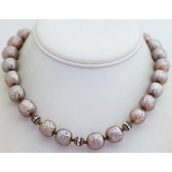 15 inch, Vintage Heavy Brown Beads Unique Choker Necklace - B18 - Picture 2 of 3